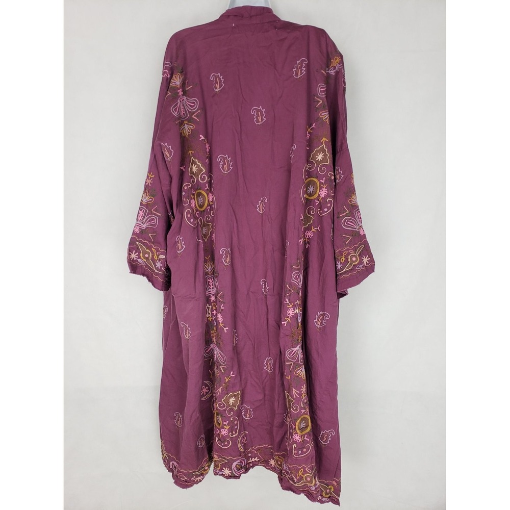Magnolia Pearl Belinay Kimono Jacket Plum Floral Embroidered Cotton One Size NWT - Picture 5 of 13